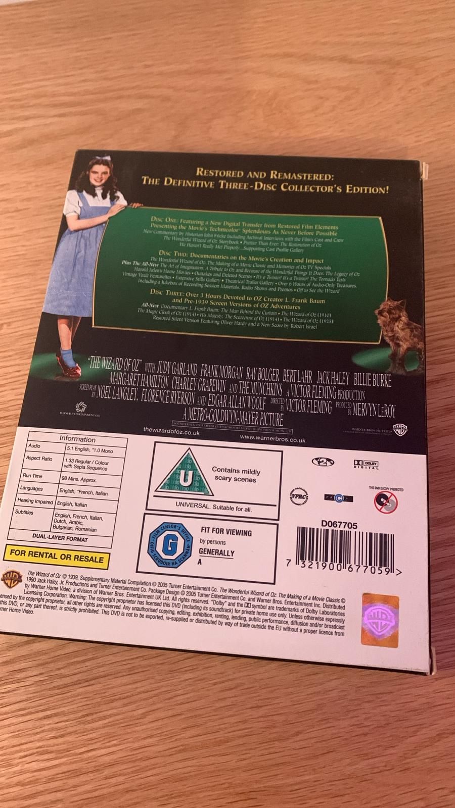 The Wizard Of Oz - edizione speciale 3 DVD 2006 lingue: inglese, italiano, francese